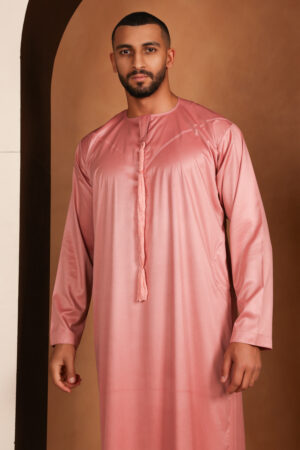 Kandhoura Lassana - Blush Pink Emirati Kandhoura – Smooth Satin Blend | Modern Elegance & Comfort