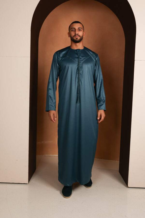 Kandhoura Ismael - Deep Teal Emirati Kandhoura – Soft Satin Blend | Elegant & Lightweight Traditional Wear