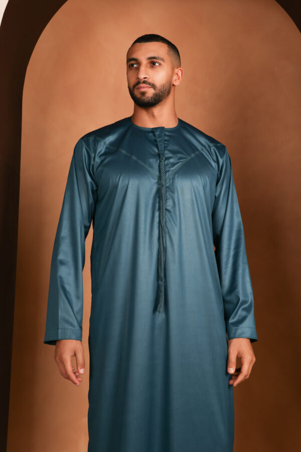 Kandhoura Ismael - Deep Teal Emirati Kandhoura – Soft Satin Blend | Elegant & Lightweight Traditional Wear