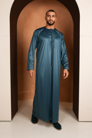 Kandhoura Ismael - Deep Teal Emirati Kandhoura – Soft Satin Blend | Elegant & Lightweight Traditional Wear