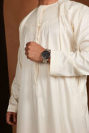 Kandhoura Yassir - Ivory White Emirati Kandhoura – Soft Satin Blend | Classic & Breathable Traditional Wear.