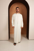 Kandhoura Yassir - Ivory White Emirati Kandhoura – Soft Satin Blend | Classic & Breathable Traditional Wear.