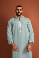 Qamis Abdoulaye - Soft Mint Green Hooded Men’s Qamis – Lightweight Zibda Fabric | Classic Omani Design