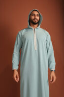 Qamis Abdoulaye - Soft Mint Green Hooded Men’s Qamis – Lightweight Zibda Fabric | Classic Omani Design