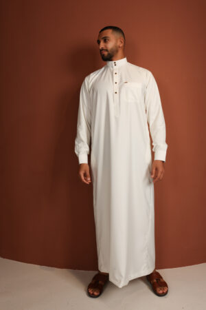 Qamis Bah - Qamis long pour homme en blanc pur