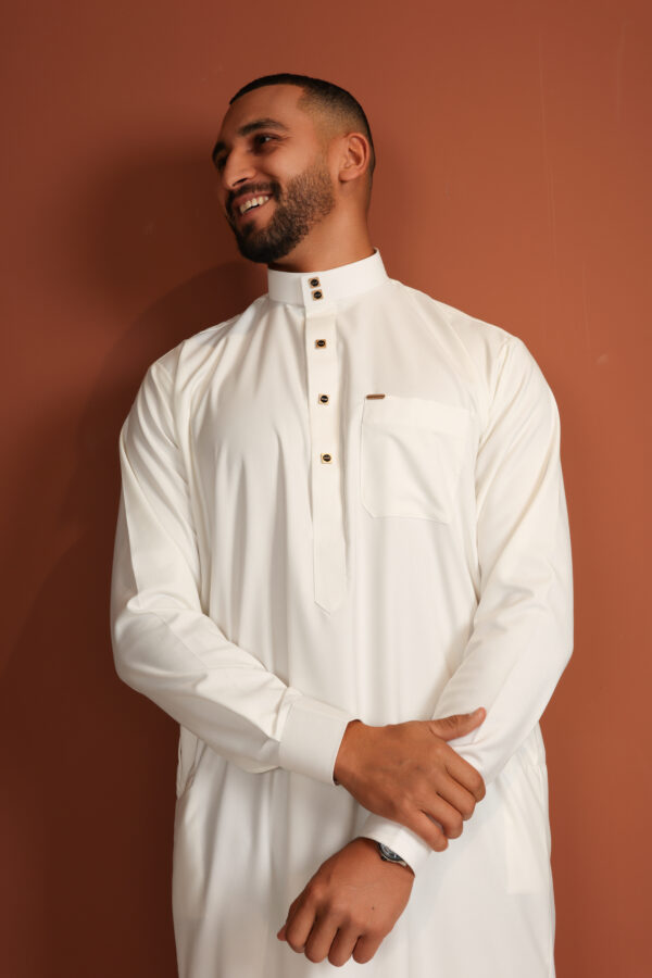 Qamis Bah - Qamis long pour homme en blanc pur