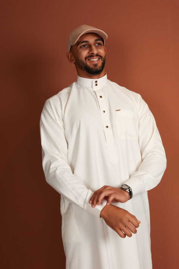 Qamis Bah - Qamis long pour homme en blanc pur