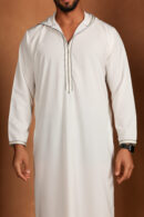 Qamis Bakary - White Hooded Men’s Qamis – Lightweight Zibda Fabric | Classic Omani Design