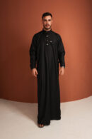 Qamis Haroun - Qamis long pour homme en noir de jais