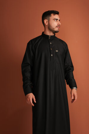 Qamis Haroun - Qamis long pour homme en noir de jais