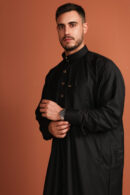 Qamis Haroun - Qamis long pour homme en noir de jais