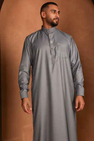 Qamis Izzak - Qamis largos para hombre en gris acero