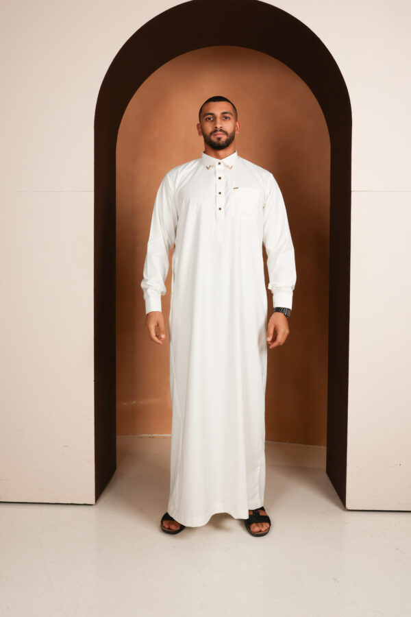 Qamis Kassim - Off-White Hommes Qamis - Tissu italien de qualité supérieure | Col élégant style chemise