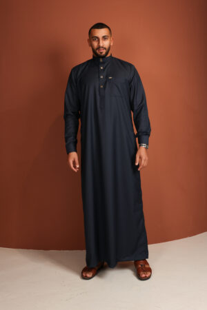 Qamis Mady – Men’s Long Qamis in Deep Navy Blue