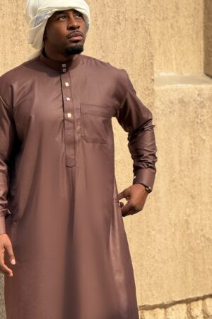 Qamis Malik - Qamis long pour homme en brun chocolat