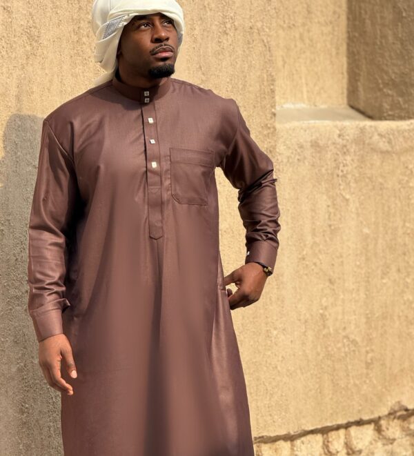 Qamis Malik - Qamis long pour homme en brun chocolat