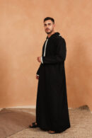 Qamis Papis - Black Hooded Men’s Qamis – Lightweight Zibda Fabric | Classic Omani Style