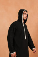 Qamis Papis - Black Hooded Men’s Qamis – Lightweight Zibda Fabric | Classic Omani Style