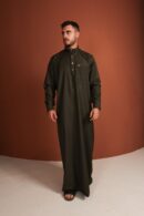 Qamis Rachid - Qamis largos para hombre en verde oliva oscuro