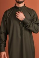 Qamis Rachid – Men’s Long Qamis in Dark Olive Green