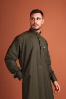 Qamis Rachid - Qamis long pour homme en vert olive foncé