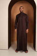 Qamis Sahal – Men’s Long Qamis in Dark Chocolate Brown