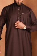 Qamis Sahal – Men’s Long Qamis in Dark Chocolate Brown