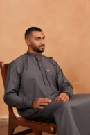 Qamis Shams - Hommes Long Qamis en gris anthracite