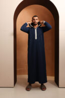 Qamis Yacoub - Qamis homme à capuche bleu marine profond - Tissu Zibda léger | Style omanais classique