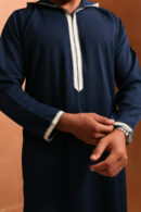 Qamis Yacoub - Qamis homme à capuche bleu marine profond - Tissu Zibda léger | Style omanais classique