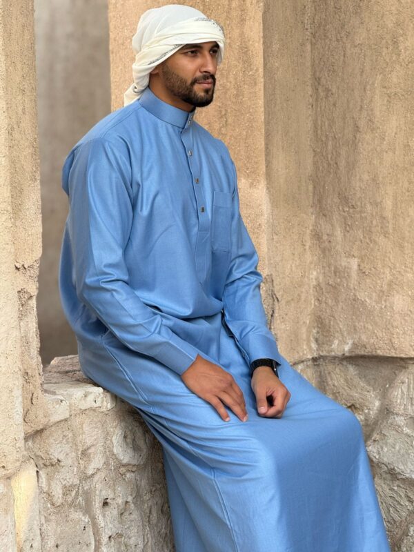 Qamis Lamine – Men’s Long Qamis in Sky Blue