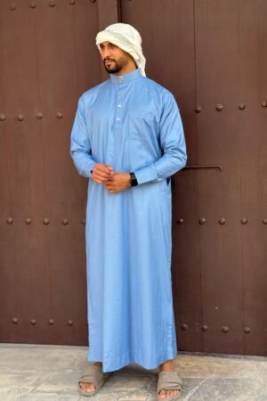 Qamis Lamine – Men’s Long Qamis in Sky Blue