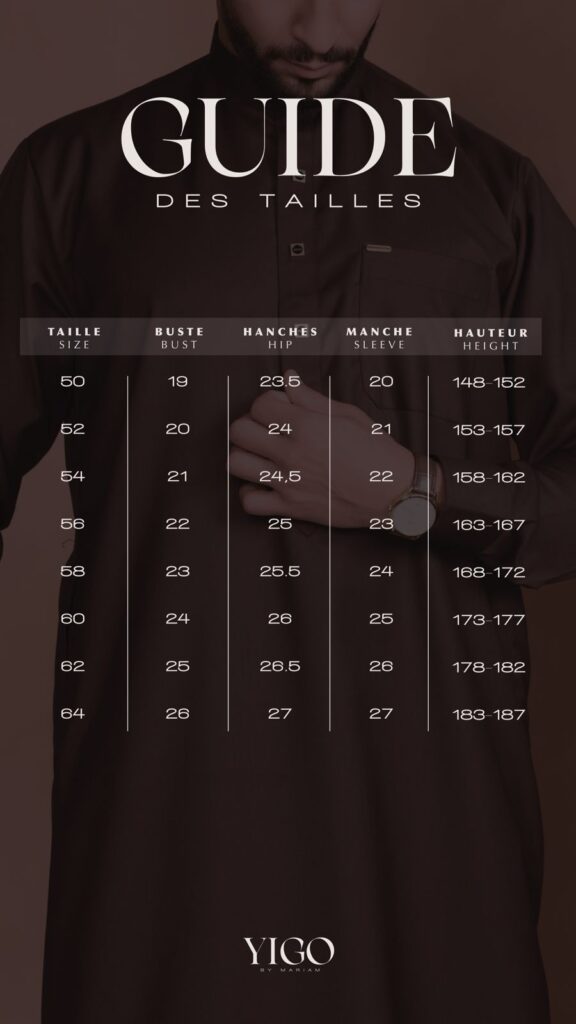 Guide des tailles Yigo by Mariam